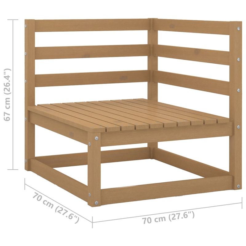 Casa si Gradina - Gradina si terasa - Mobilier exterior - Canapele si fotolii gradina - Canapea coltar de gradina cu perne, maro miere lemn masiv pin, model canapea de colț + suport pentru picioare - Infinity.ro