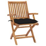 Casa si Gradina - Gradina si terasa - Mobilier exterior - Scaune si sezlonguri gradina - Scaune de gradina cu perne, 8 buc., lemn masiv de tec, negru, model cu cotieră - Infinity.ro