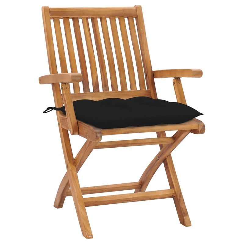 Casa si Gradina - Gradina si terasa - Mobilier exterior - Scaune si sezlonguri gradina - Scaune de gradina cu perne, 8 buc., lemn masiv de tec, negru, model cu cotieră - Infinity.ro