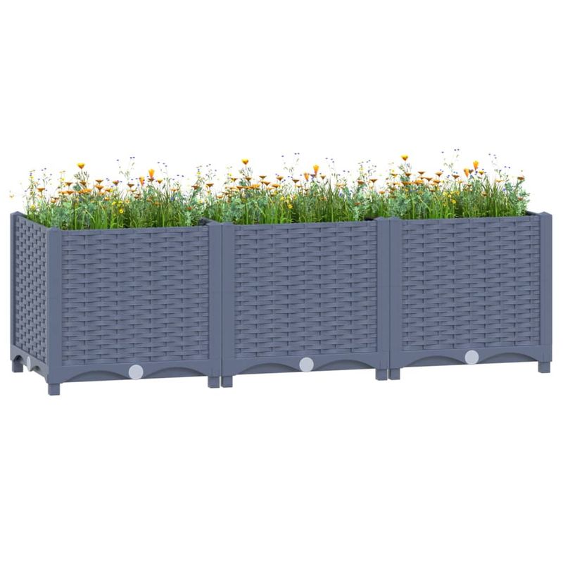 Casa si Gradina - Gradinarit si plante - Plante si ghivece - Ghivece si suporturi - Strat inaltat, 120x40x38 cm, polipropilena, gri albastru - Infinity.ro