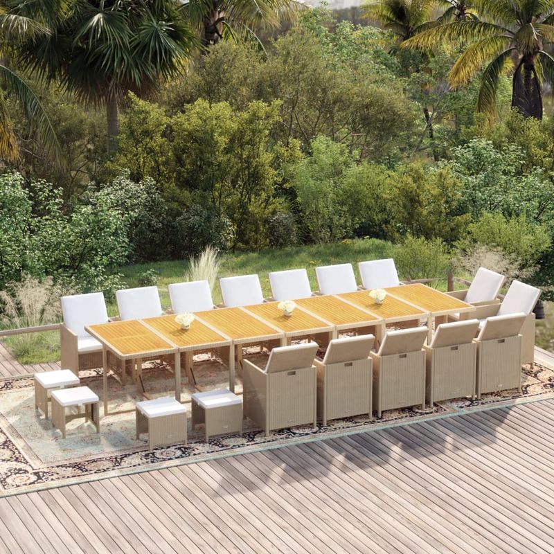 Casa si Gradina - Gradina si terasa - Mobilier exterior - Seturi mobila gradina - Set mobilier de exterior cu perne, 19 piese, poliratan, bej și maro, model cu suport de picioare, număr de articole 18 - Infinity.ro
