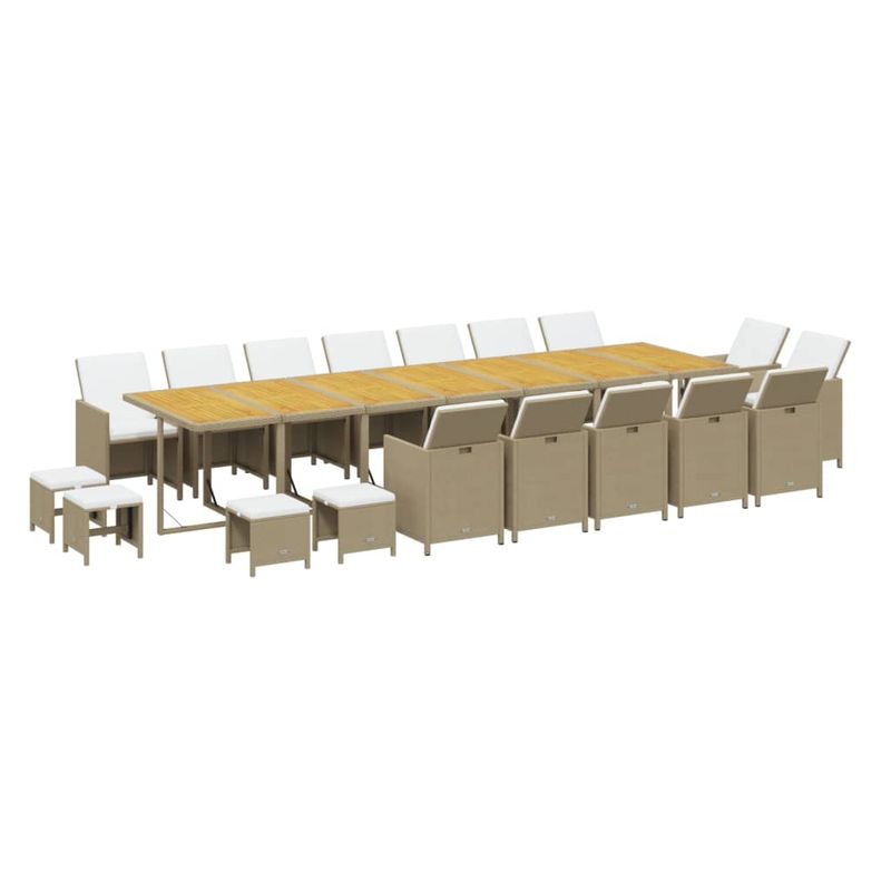 Casa si Gradina - Gradina si terasa - Mobilier exterior - Seturi mobila gradina - Set mobilier de exterior cu perne, 19 piese, poliratan, bej și maro, model cu suport de picioare, număr de articole 18 - Infinity.ro