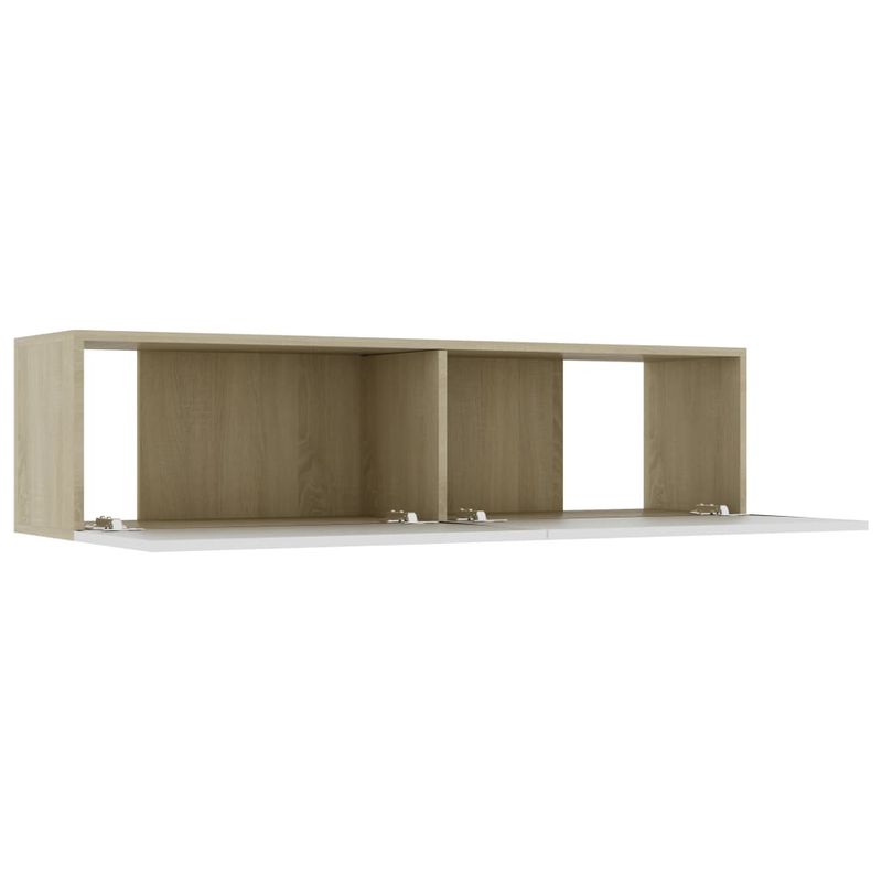 Casa si Gradina - Mobilier - Comode si corpuri - Comode - Comoda TV, alb si stejar Sonoma, 120 x 30 x 30 cm, PAL - Infinity.ro