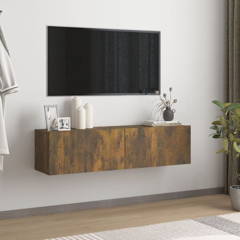 Casa si Gradina - Mobilier - Comode si corpuri - Comode - Comoda TV de perete stejar afumat 120x30x30 cm lemn compozit - Infinity.ro