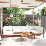 Casa si Gradina - Gradina si terasa - Mobilier exterior - Seturi mobila gradina - Set mobilier gradina cu perne, crem, 7 piese, lemn masiv acacia, model 2x colț + 4x mijloc + masă - Infinity.ro