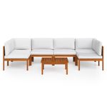 Casa si Gradina - Gradina si terasa - Mobilier exterior - Seturi mobila gradina - Set mobilier gradina cu perne, crem, 7 piese, lemn masiv acacia, model 2x colț + 4x mijloc + masă - Infinity.ro