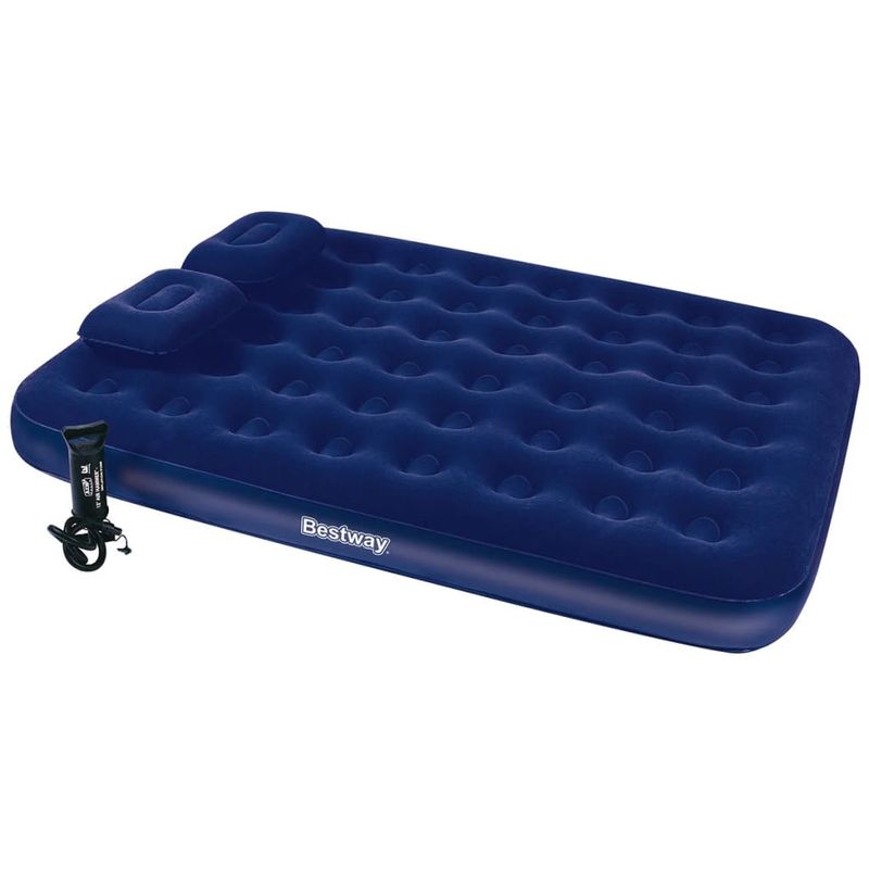 Sport si Outdoor - Camping - Saltele si accesorii pentru somn - Saltele camping - Bestway Saltea gonflabila cu perna si pompa, 203 x 152 x 22 cm, 67374 - Infinity.ro