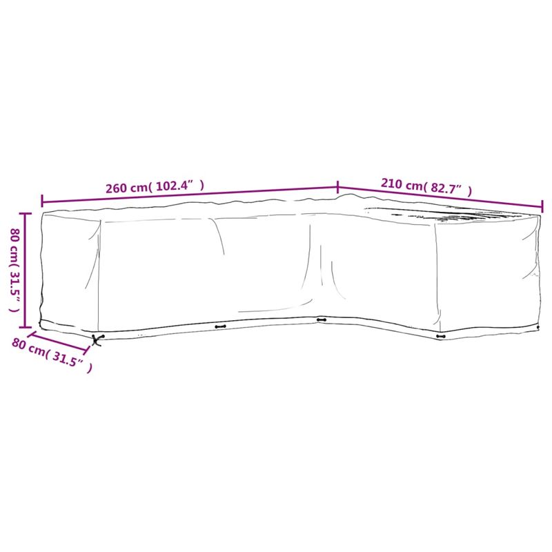 Casa si Gradina - Textile si covoare - Huse pentru mobilier - Husa mobilier de gradina in forma de L 16 ocheti, 260x210x80 cm - Infinity.ro