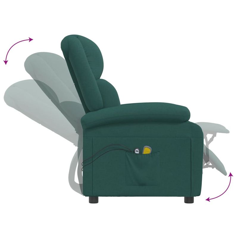 Ingrijire personala si Cosmetice - Sanatate si wellness - Articole wellness - Fotolii de masaj - Fotoliu de masaj electric, verde inchis, material textil - Infinity.ro