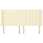 Casa si Gradina - Mobilier - Paturi si accesorii - Accesorii paturi - Tablie de pat cu aripioare, crem, 163x16x118/128 cm, piele eco - Infinity.ro