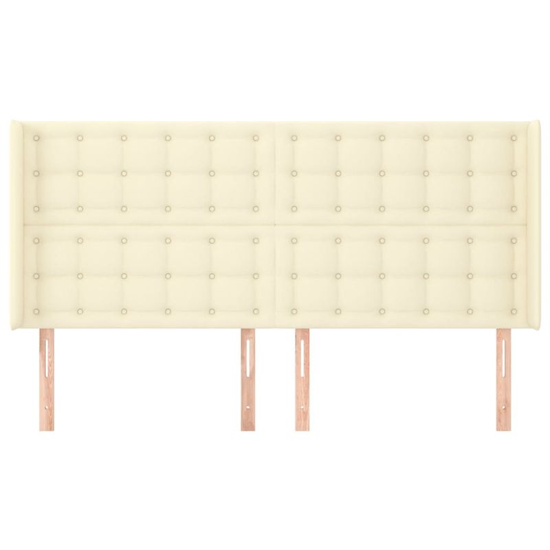 Casa si Gradina - Mobilier - Paturi si accesorii - Accesorii paturi - Tablie de pat cu aripioare, crem, 163x16x118/128 cm, piele eco - Infinity.ro