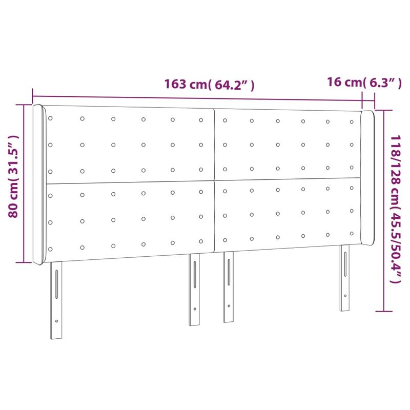 Casa si Gradina - Mobilier - Paturi si accesorii - Accesorii paturi - Tablie de pat cu aripioare, crem, 163x16x118/128 cm, piele eco - Infinity.ro