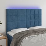 Casa si Gradina - Mobilier - Paturi si accesorii - Accesorii paturi - Tablie de pat cu LED, albastru inchis, 144x5x118/128cm, catifea - Infinity.ro