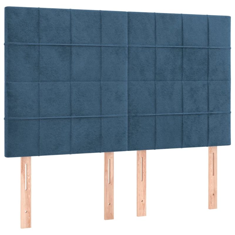 Casa si Gradina - Mobilier - Paturi si accesorii - Accesorii paturi - Tablie de pat cu LED, albastru inchis, 144x5x118/128cm, catifea - Infinity.ro