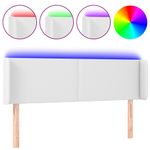 Casa si Gradina - Mobilier - Paturi si accesorii - Accesorii paturi - Tablie de pat cu LED, alb, 147x16x78/88 cm, piele ecologica - Infinity.ro