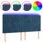 Casa si Gradina - Mobilier - Paturi si accesorii - Accesorii paturi - Tablie de pat cu LED, albastru inchis, 200x5x118/128cm catifea - Infinity.ro
