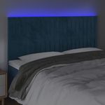 Casa si Gradina - Mobilier - Paturi si accesorii - Accesorii paturi - Tablie de pat cu LED, albastru inchis, 200x5x118/128cm catifea - Infinity.ro