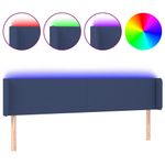 Casa si Gradina - Mobilier - Paturi si accesorii - Accesorii paturi - Tablie de pat cu LED, albastru, 203x16x78/88 cm, textil - Infinity.ro