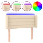 Casa si Gradina - Mobilier - Paturi si accesorii - Accesorii paturi - Tablie de pat cu LED, crem, 83x16x78/88 cm, textil - Infinity.ro