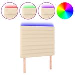 Casa si Gradina - Mobilier - Paturi si accesorii - Accesorii paturi - Tablie de pat cu LED, crem, 100x5x118/128 cm, textil - Infinity.ro