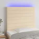 Casa si Gradina - Mobilier - Paturi si accesorii - Accesorii paturi - Tablie de pat cu LED, crem, 100x5x118/128 cm, textil - Infinity.ro