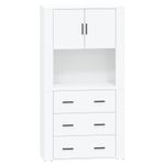 Casa si Gradina - Mobilier - Comode si corpuri - Corpuri bucatarie - Dulap inalt, alb extralucios, lemn compozit - Infinity.ro