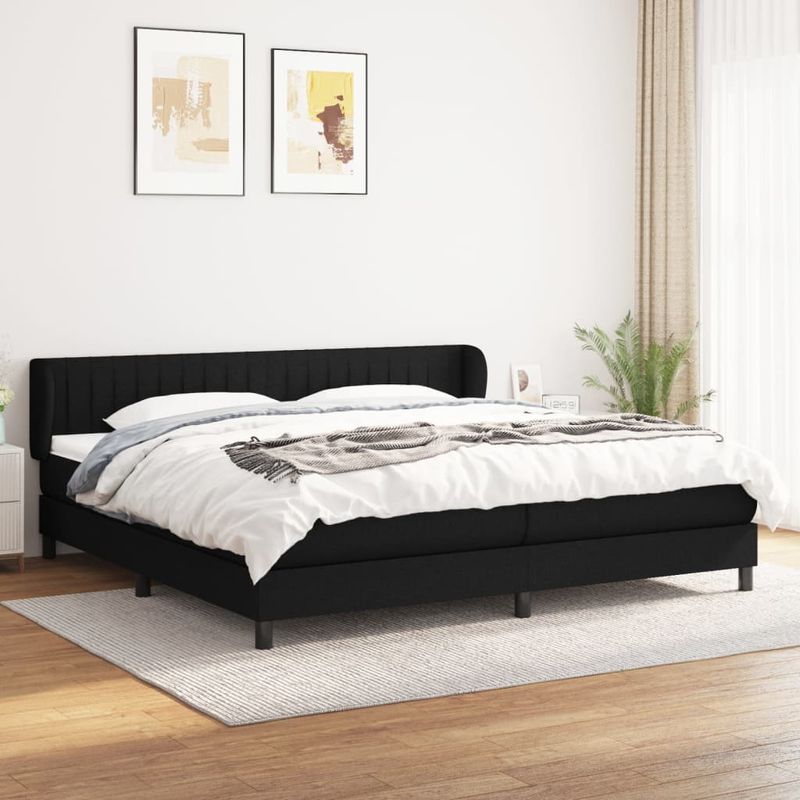 Casa si Gradina - Mobilier - Paturi si accesorii - Paturi - Pat box spring cu saltea, negru, 200x200 cm, textil - Infinity.ro