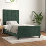 Casa si Gradina - Mobilier - Paturi si accesorii - Paturi - Cadru de pat cu tablie, verde inchis, 90x200 cm, catifea - Infinity.ro