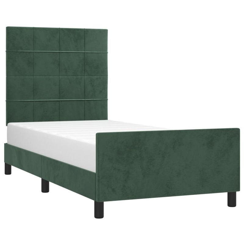 Casa si Gradina - Mobilier - Paturi si accesorii - Paturi - Cadru de pat cu tablie, verde inchis, 90x200 cm, catifea - Infinity.ro