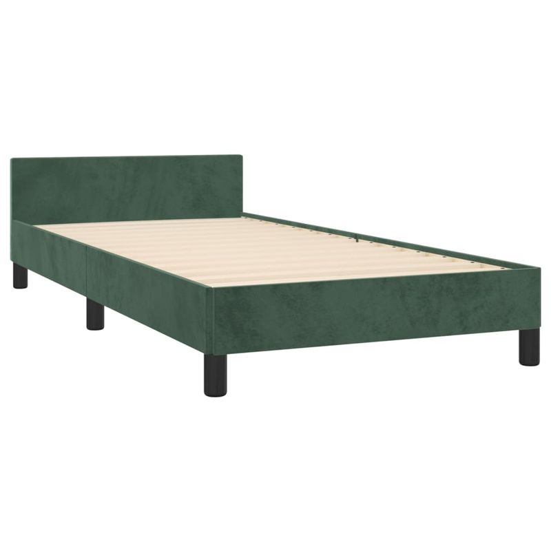 Casa si Gradina - Mobilier - Paturi si accesorii - Paturi - Cadru de pat cu tablie, verde inchis, 90x200 cm, catifea - Infinity.ro