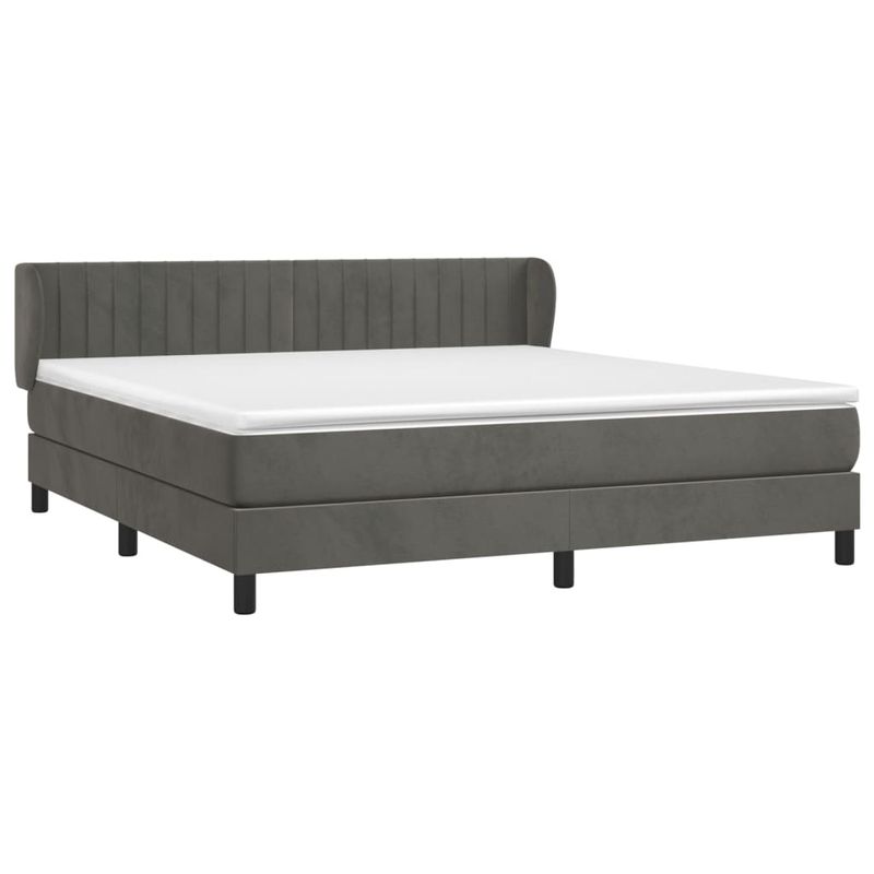 Casa si Gradina - Mobilier - Paturi si accesorii - Paturi - Pat box spring cu saltea, gri inchis, 160x200 cm, catifea - Infinity.ro