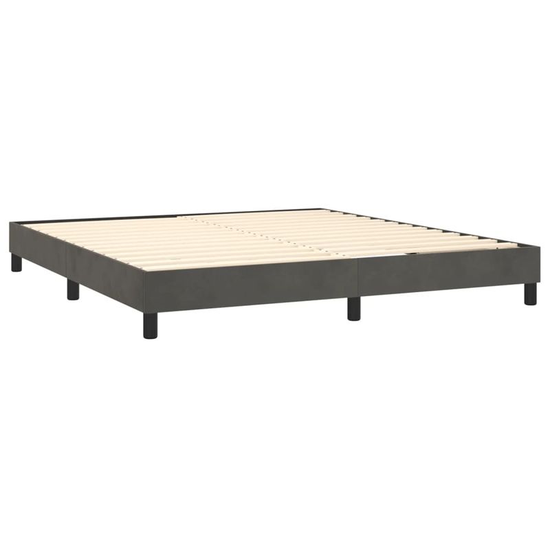 Casa si Gradina - Mobilier - Paturi si accesorii - Paturi - Pat box spring cu saltea, gri inchis, 160x200 cm, catifea - Infinity.ro