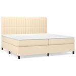 Casa si Gradina - Mobilier - Paturi si accesorii - Paturi - Pat box spring cu saltea, crem, 200x200 cm, textil - Infinity.ro