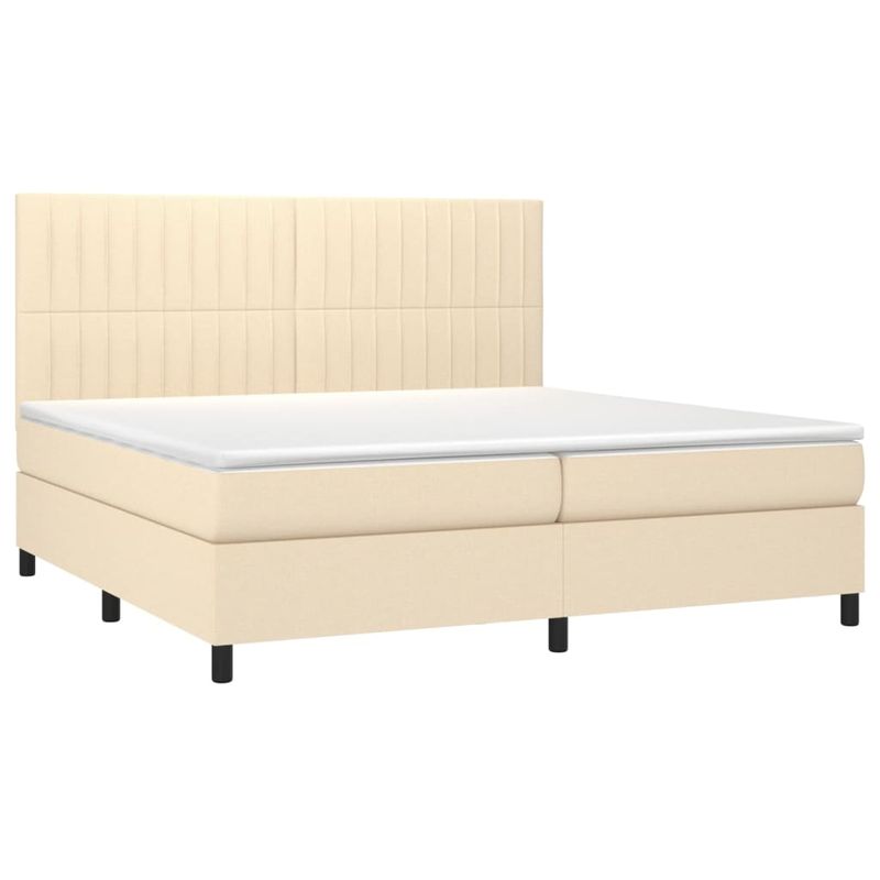Casa si Gradina - Mobilier - Paturi si accesorii - Paturi - Pat box spring cu saltea, crem, 200x200 cm, textil - Infinity.ro