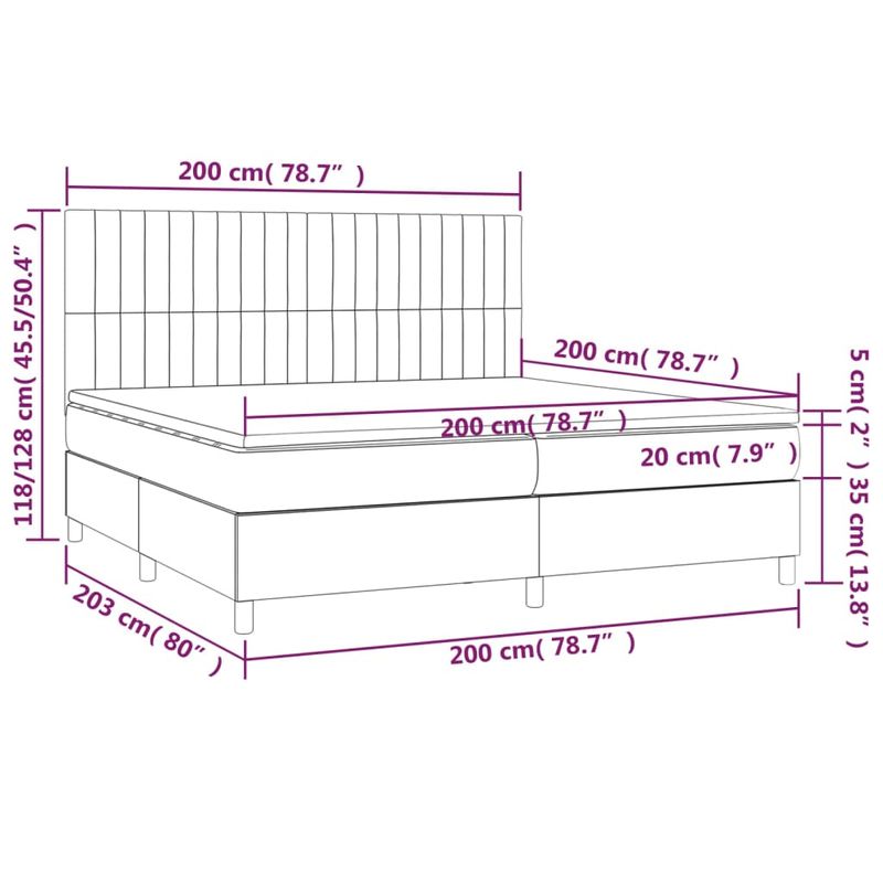Casa si Gradina - Mobilier - Paturi si accesorii - Paturi - Pat box spring cu saltea, crem, 200x200 cm, textil - Infinity.ro