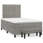Casa si Gradina - Mobilier - Paturi si accesorii - Paturi - Pat continental cu saltea, gri deschis, 120x200 cm, catifea - Infinity.ro