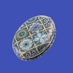 Ingrijire personala si Cosmetice/Machiaj/Oglinzi cosmetice - Oglinda ovala pentru poseta din piele ecologica Crisalida, 65 x 85 mm, Mandala verde - Infinity.ro