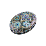 Ingrijire personala si Cosmetice/Machiaj/Oglinzi cosmetice - Oglinda ovala pentru poseta din piele ecologica Crisalida, 65 x 85 mm, Mandala verde - Infinity.ro