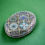Ingrijire personala si Cosmetice/Machiaj/Oglinzi cosmetice - Oglinda ovala pentru poseta din piele ecologica Crisalida, 65 x 85 mm, Mandala verde - Infinity.ro
