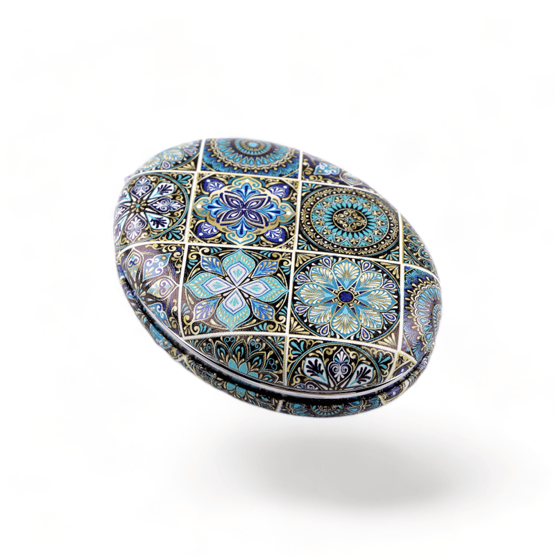 Ingrijire personala si Cosmetice/Machiaj/Oglinzi cosmetice - Oglinda ovala pentru poseta din piele ecologica Crisalida, 65 x 85 mm, Mandala verde - Infinity.ro