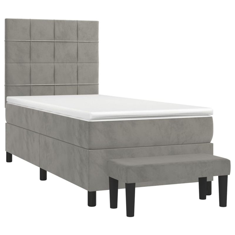 Casa si Gradina - Mobilier - Paturi si accesorii - Paturi - Pat continental cu saltea, gri deschis, 80x200 cm, catifea - Infinity.ro