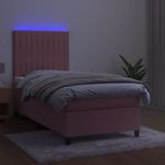 Casa si Gradina - Mobilier - Paturi si accesorii - Paturi - Pat cu arcuri, saltea si LED, negru, 90x200 cm, catifea - Infinity.ro