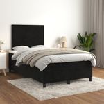 Casa si Gradina - Mobilier - Paturi si accesorii - Paturi - Pat box spring cu saltea, negru, 120x200 cm, catifea - Infinity.ro