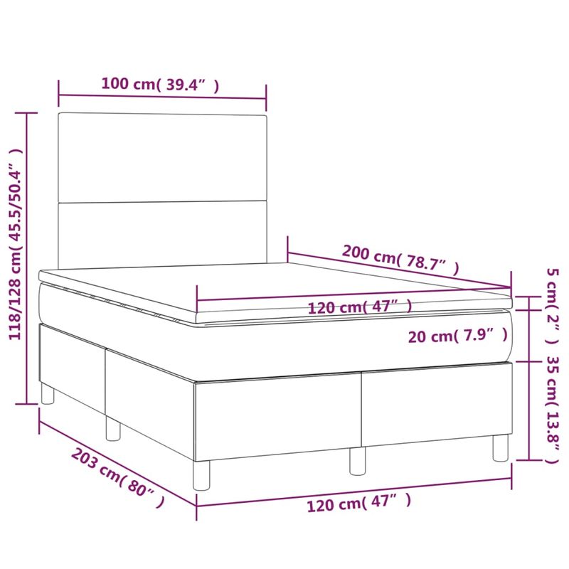 Casa si Gradina - Mobilier - Paturi si accesorii - Paturi - Pat box spring cu saltea, negru, 120x200 cm, catifea - Infinity.ro