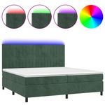 Casa si Gradina - Mobilier - Paturi si accesorii - Paturi - Pat cu arcuri, saltea si LED, verde inchis, 200x200 cm, catifea - Infinity.ro