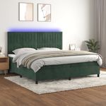 Casa si Gradina - Mobilier - Paturi si accesorii - Paturi - Pat cu arcuri, saltea si LED, verde inchis, 200x200 cm, catifea - Infinity.ro