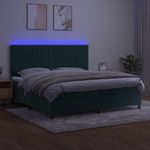 Casa si Gradina - Mobilier - Paturi si accesorii - Paturi - Pat cu arcuri, saltea si LED, verde inchis, 200x200 cm, catifea - Infinity.ro