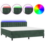 Casa si Gradina - Mobilier - Paturi si accesorii - Paturi - Pat cu arcuri, saltea si LED, verde inchis, 160x200 cm, catifea - Infinity.ro