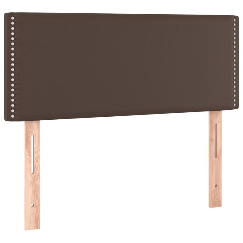Casa si Gradina - Mobilier - Paturi si accesorii - Paturi - Pat cu arcuri, saltea și LED, maro, 100x200 cm, piele ecologica, model unică și cuie de tapițerie - Infinity.ro