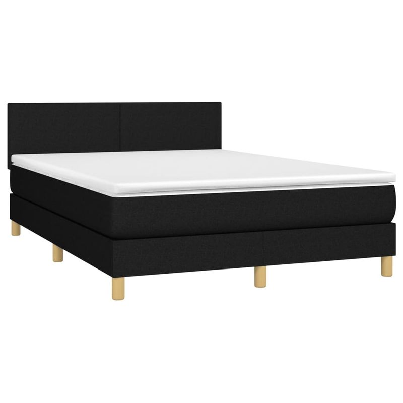 Casa si Gradina - Mobilier - Paturi si accesorii - Paturi - Pat box spring cu saltea, negru, 140x200 cm, textil - Infinity.ro